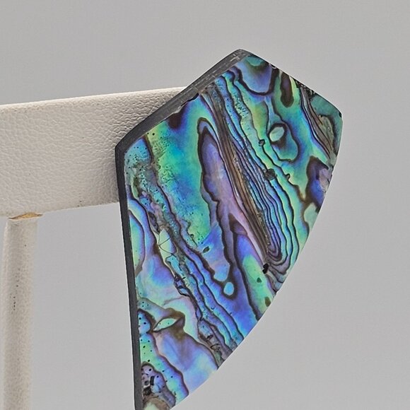 VTG Earrings Irridescent Shiny MOP Abalone Shell Pushback Pierced Retro Glam - Picture 4 of 10